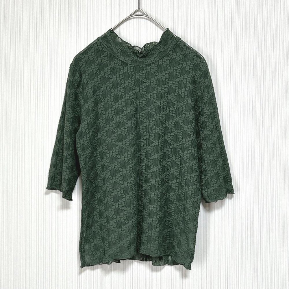 Colzea Girl Short Sleeve High Neck Top Green